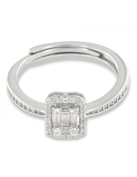 Anello Argento Rodiato Zirconi Baguette Ottagonale [aae6b7c0]
