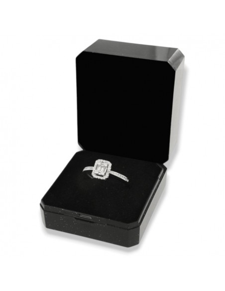 Anello Argento Rodiato Zirconi Baguette Ottagonale [1dfb76c4]