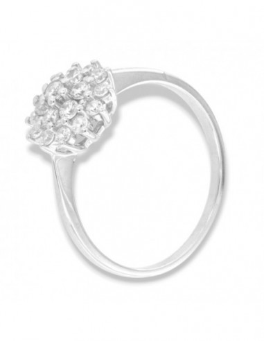 Anello Argento Rodiato Fiore Zirconi Bianchi Fantasia [f2e041c4]