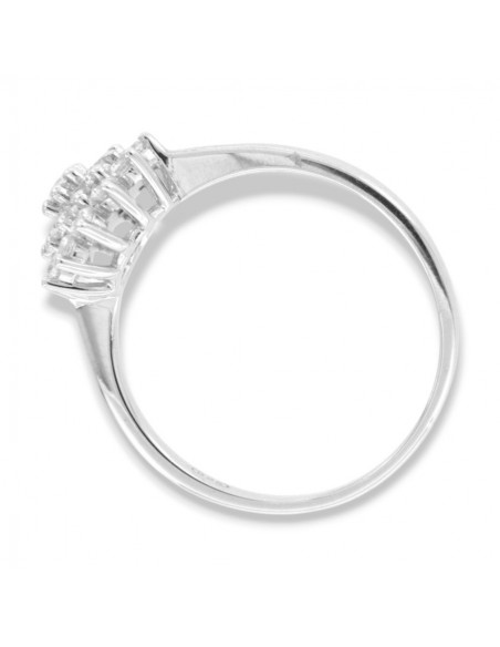 Anello Argento Rodiato Fiore Zirconi Bianchi Fantasia [45fd80c0]