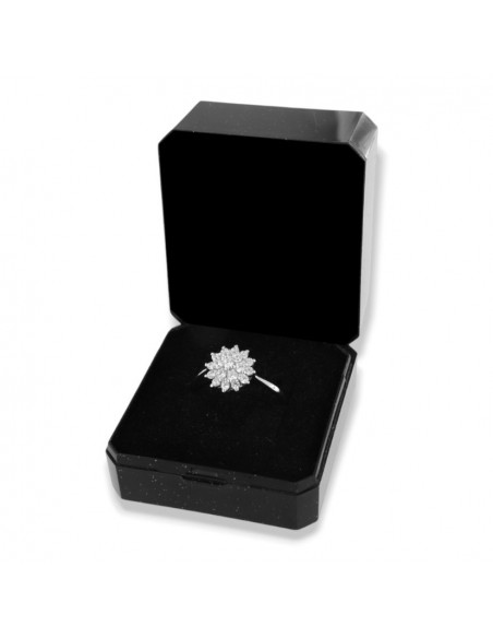 Anello Argento Rodiato Fiore Zirconi Bianchi Fantasia [2bc602c9]