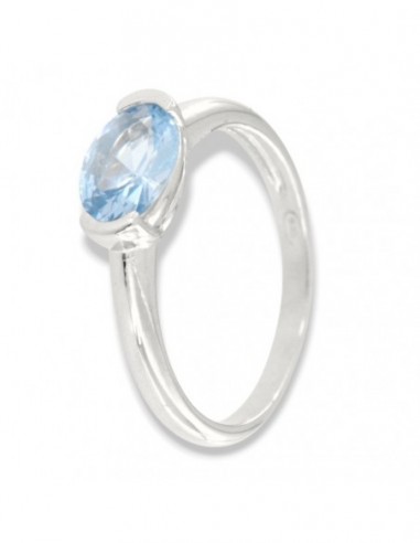 Anello Argento Rodiato Zircone Celeste Ovale [acb9371c]