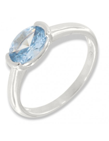 Anello Argento Rodiato Zircone Celeste Ovale [c1de4d66]
