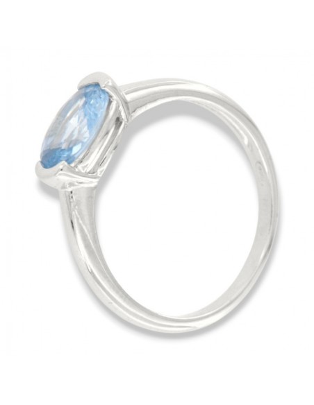 Anello Argento Rodiato Zircone Celeste Ovale [c48e0a78]