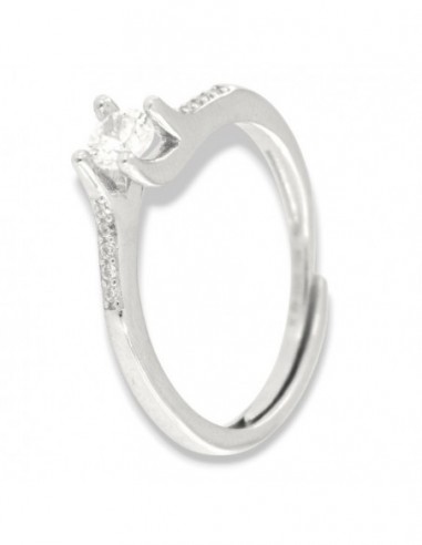 Anello Argento Rodiato Solitario 4MM Zirconi Gambo [cd727c37]