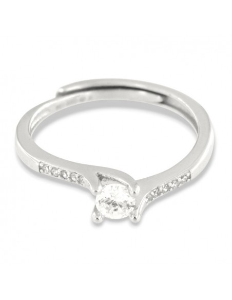 Anello Argento Rodiato Solitario 4MM Zirconi Gambo [1b24247d]