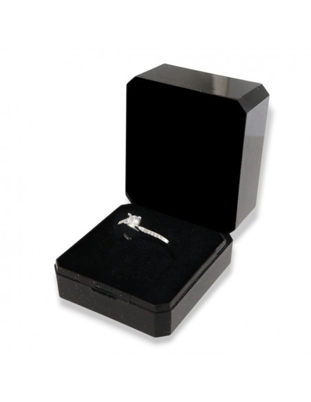 Anello Argento Rodiato Solitario 4MM Zirconi Gambo [ac39e579]