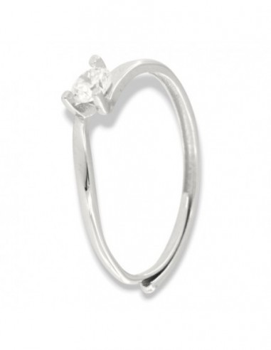 Anello Argento Rodiato Solitario 4MM 3 Punte [11dd5e67]