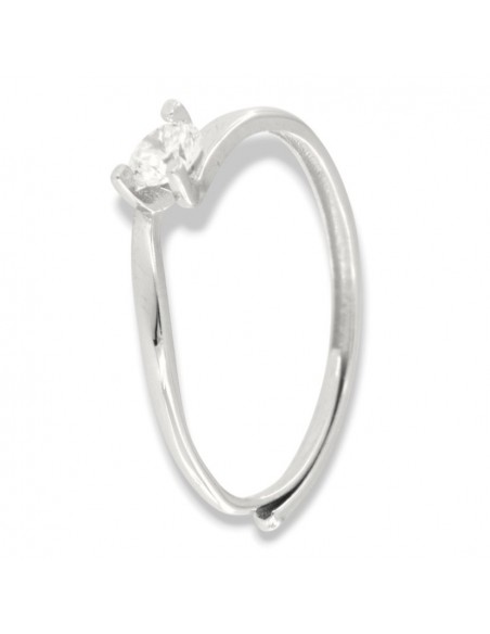 Anello Argento Rodiato Solitario 4MM 3 Punte [11dd5e67]