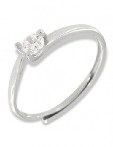 Anello Argento Rodiato Solitario 4MM 3 Punte [a1358b05]