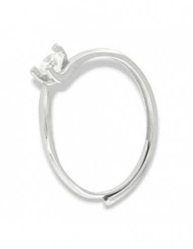 Anello Argento Rodiato Solitario 4MM 3 Punte [a465cc1b]