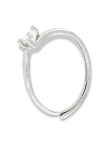 Anello Argento Rodiato Solitario 4MM 3 Punte [a465cc1b]