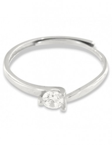 Anello Argento Rodiato Solitario 4MM 3 Punte [ca5e4e12]