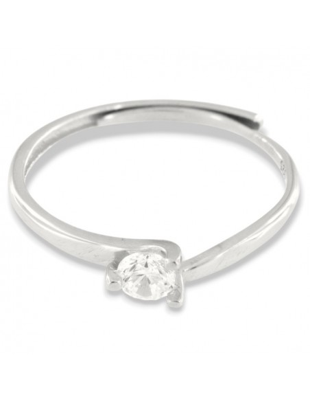 Anello Argento Rodiato Solitario 4MM 3 Punte [ca5e4e12]