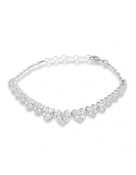 Bracciale Argento Rodiato Cuori Pavettati Degradè [7d7f79b9]