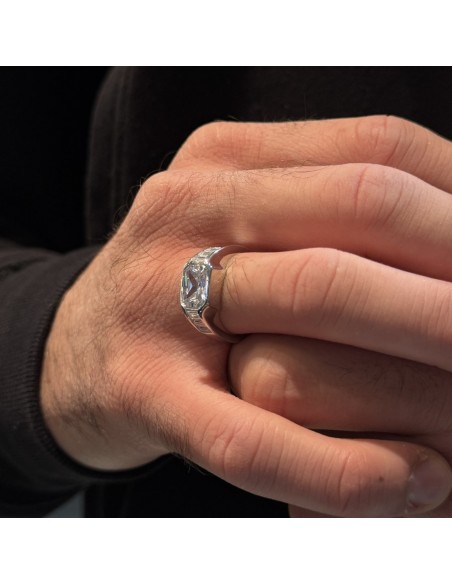 Anello Argento Rodiato Chevalier Zirconi Bianchi [c159e1be]