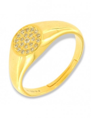 Anello Argento Dorato Chevalier Tondo Zirconi Bianchi [bd87e902]