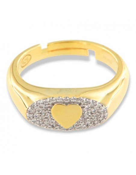 Anello Argento Dorato Chevalier Ovale Cuore Zirconi Bianchi [5140f414]