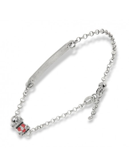 Bracciale Argento Rodiato Neonato Formula 1 Piastra Centrale [1bce8da7]