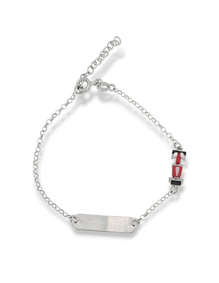 Bracciale Argento Rodiato Neonato Formula 1 Piastra Centrale [40bcd4d7]