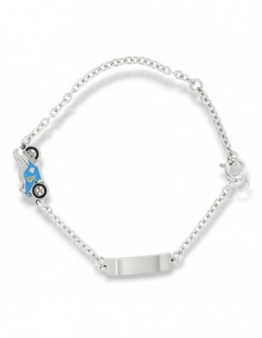 Bracciale Argento Rodiato Moto Celeste Piastra Centrale [6a457b98]