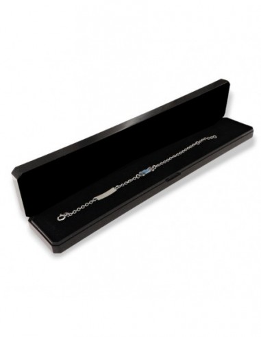 Bracciale Argento Rodiato Moto Celeste Piastra Centrale [dd58ba9c]