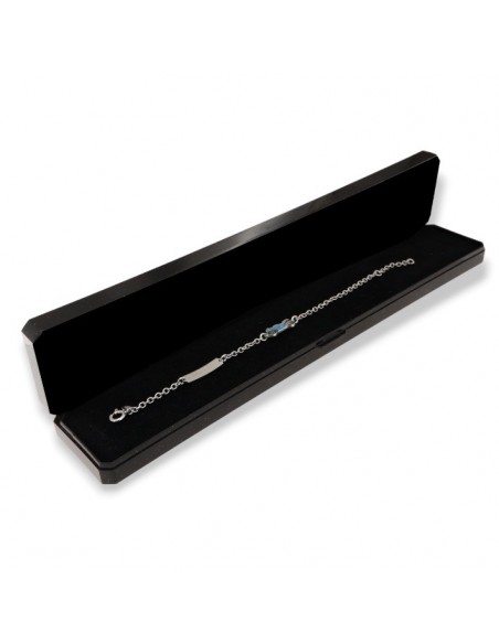 Bracciale Argento Rodiato Moto Celeste Piastra Centrale [dd58ba9c]