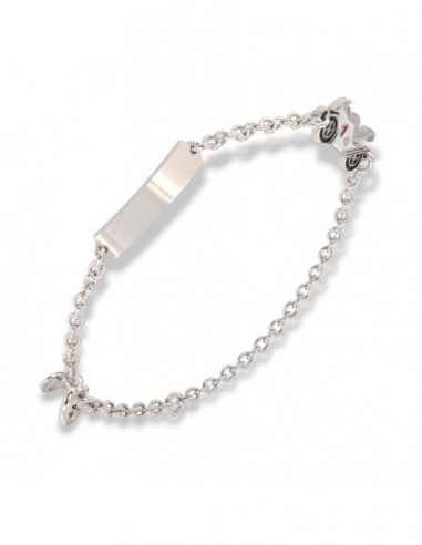 Bracciale Argento Rodiato Neonato Moto Bianca Piastra Centrale [cc066268]