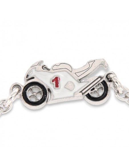 Bracciale Argento Rodiato Neonato Moto Bianca Piastra Centrale [cae32e86]