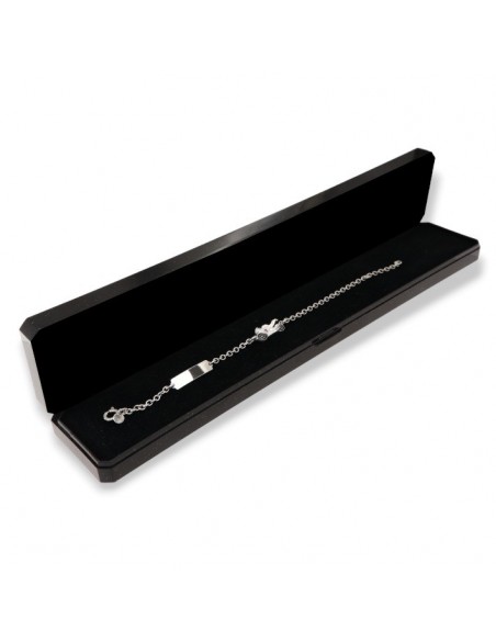 Bracciale Argento Rodiato Neonato Moto Bianca Piastra Centrale [78aea89c]