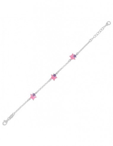Bracciale Argento Rodiato Neonato Stelle Rosa E Viola [7b3edf7d]