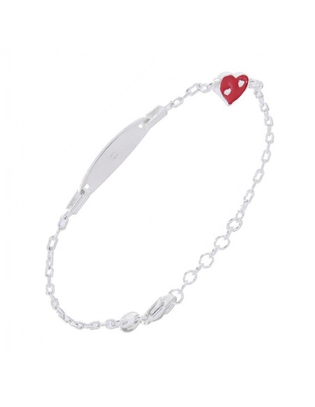 Bracciale Argento Rodiato Neonato Cuore Piastra [8f4ec501]