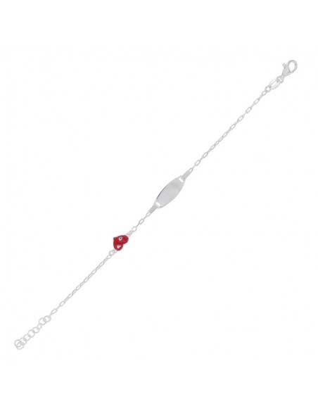 Bracciale Argento Rodiato Neonato Cuore Piastra [9220701c]