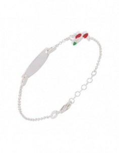 Bracciale Argento Rodiato Neonato Ciliegie Piastra [e4250016]