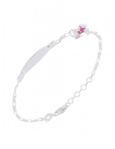 Bracciale Argento Rodiato Neonato Bambina Piastra Centrale [5338c112]
