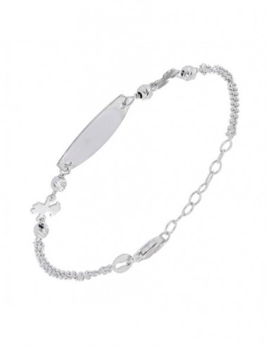 Bracciale Argento Rodiato Neonato Piastra Centrale [8aa99fde]