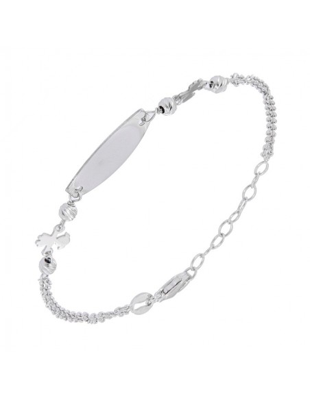 Bracciale Argento Rodiato Neonato Piastra Centrale [8aa99fde]