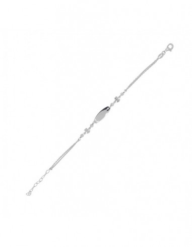 Bracciale Argento Rodiato Neonato Piastra Centrale [ac4f74c2]