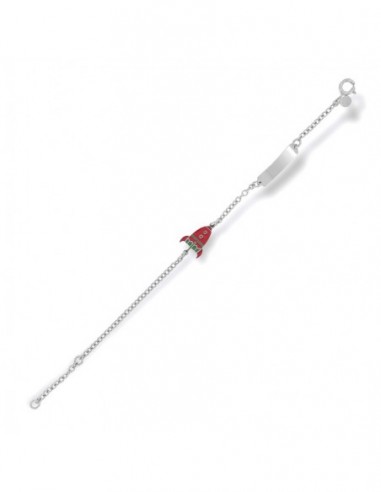 Bracciale Argento Rodiato Neonato Razzo Piastra [72e10128]