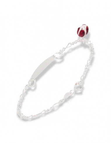 Bracciale Argento Rodiato Neonato Coccinella Piasta Centrale [95e524fd]