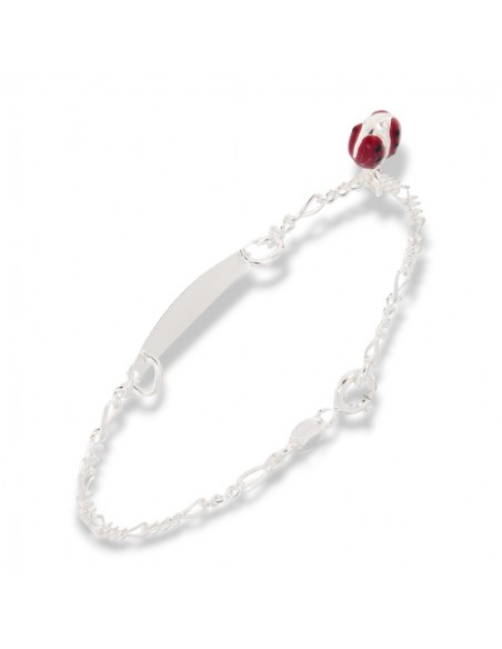 Bracciale Argento Rodiato Neonato Coccinella Piasta Centrale [95e524fd]