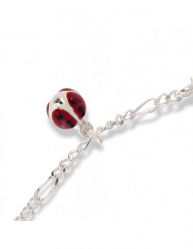 Bracciale Argento Rodiato Neonato Coccinella Piasta Centrale [4660564a]