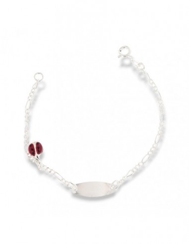 Bracciale Argento Rodiato Neonato Coccinella Piasta Centrale [43301154]