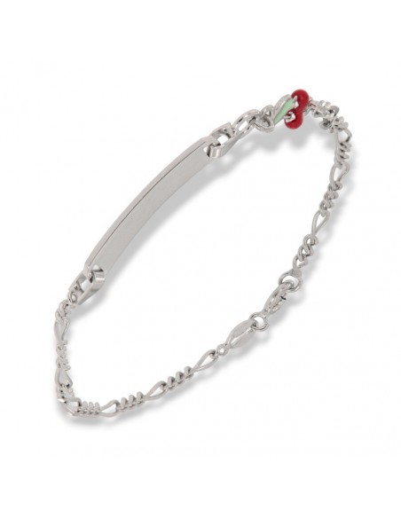 Bracciale Argento Rodiato Neonato Ciliegie Piastra Centrale [4663e9cc]