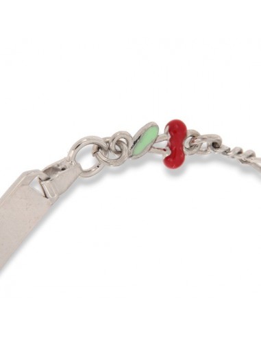 Bracciale Argento Rodiato Neonato Ciliegie Piastra Centrale [e51a2942]