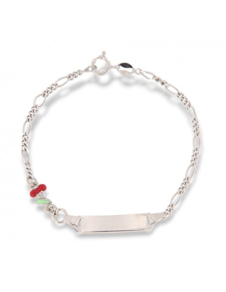 Bracciale Argento Rodiato Neonato Ciliegie Piastra Centrale [e04a6e5c]