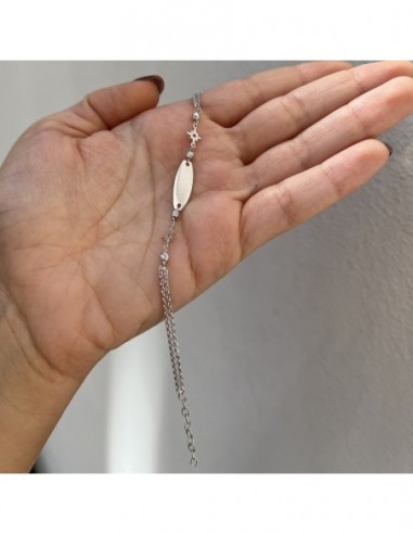 Bracciale Argento Rodiato Neonato Piastra Centrale [ddf94094]