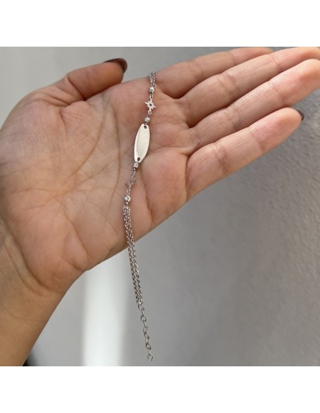 Bracciale Argento Rodiato Neonato Piastra Centrale [ddf94094]