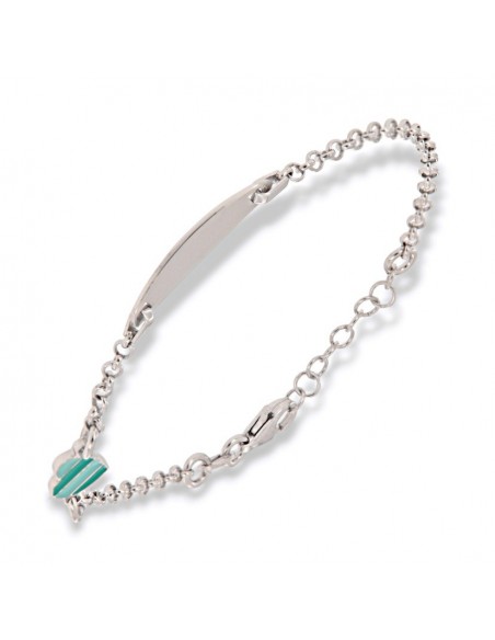 Bracciale Argento Rodiato Neonato Cuore Piastra Centrale [fb69bb35]
