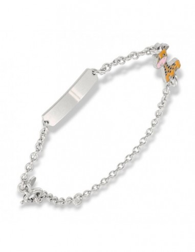 Bracciale Argento Rodiato Neonato Giraffa Piastra Centrale [57afc5af]